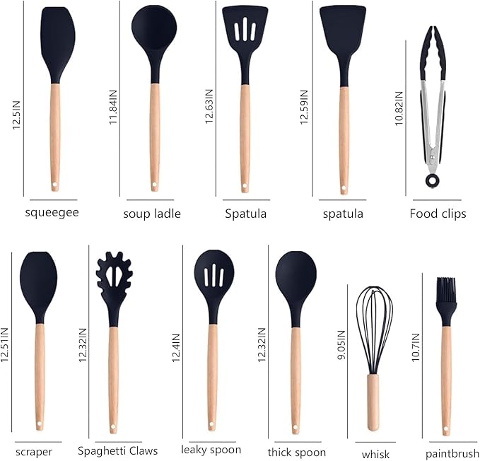 Kitchen Utensils Set & Knife Set With Block, 19 Piece All-in-One Cooking Set, 12 Nonstick Silicone Utensils + 5 Sharp Stainless Steel Chef Knives + Cutting Board, Dishwasher Safe Gift Set - Image 6